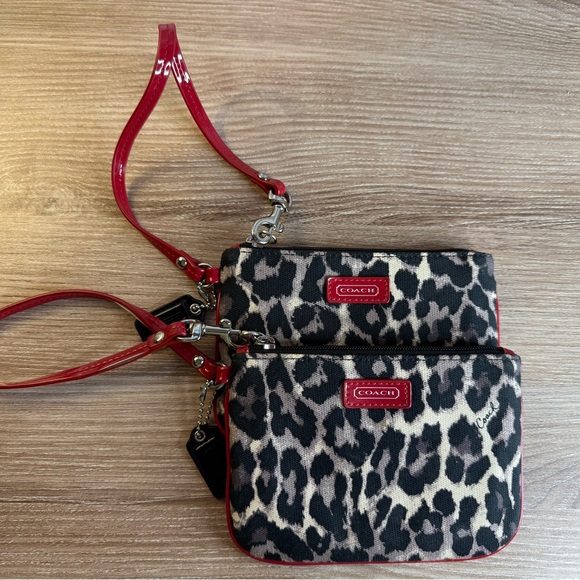 Coach Leopard Print Clutch with Red Accents Set Of 2 - Picture 8 of 12